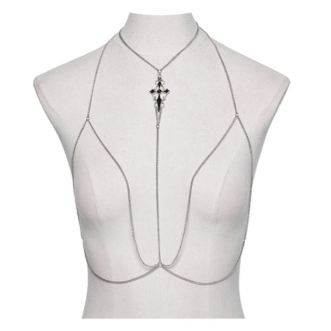 Goth Pointed Cross Chain Harness