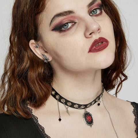 Goth Black Leather Choker