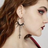 Goth Cross Pendant Spike Earrings