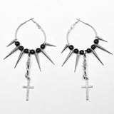 Goth Cross Pendant Spike Earrings