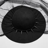 Goth Rivet Mesh Formal Hat