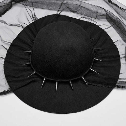 Goth Rivet Mesh Formal Hat