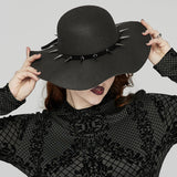 Goth Rivet Mesh Formal Hat