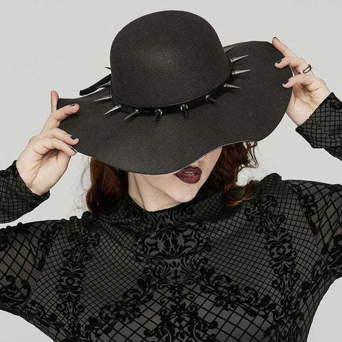 Goth Rivet Mesh Formal Hat