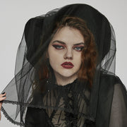 Goth Rivet Mesh Formal Hat