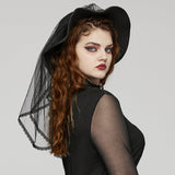 Goth Rivet Mesh Formal Hat