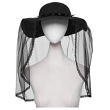 Goth Rivet Mesh Formal Hat