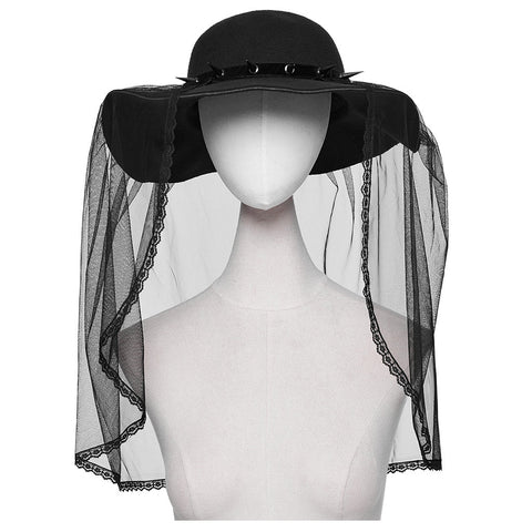 Goth Rivet Mesh Formal Hat