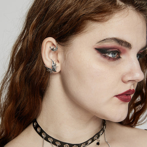 Goth Heart Shape Bat Earbone Earring