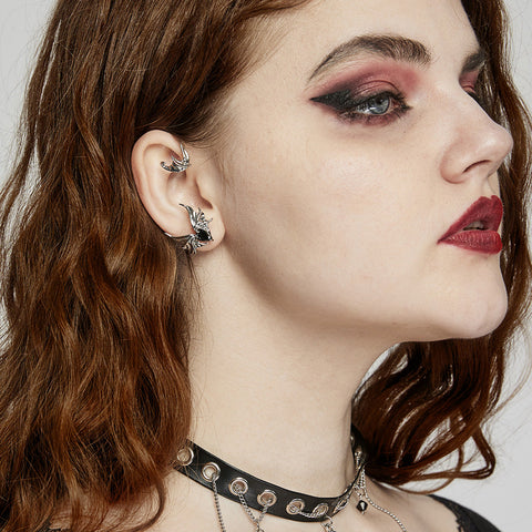 Goth Heart Shape Bat Earbone Earring