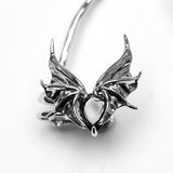 Goth Heart Shape Bat Earbone Earring