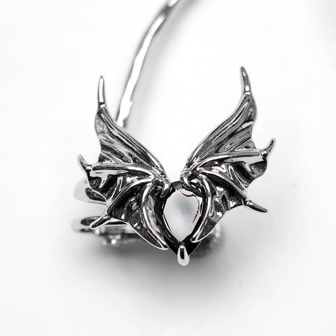 Goth Heart Shape Bat Earbone Earring