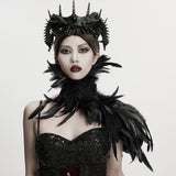 Goth Asymmetric Feather Shawl