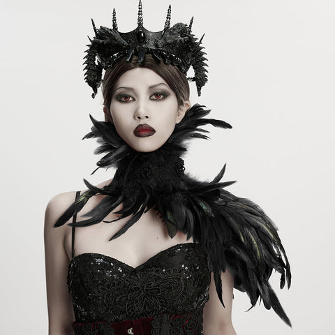 Goth Asymmetric Feather Shawl