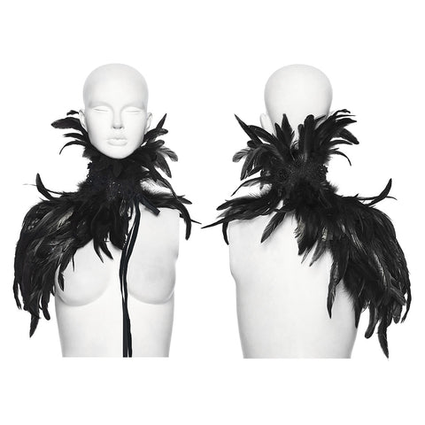 Goth Asymmetric Feather Shawl