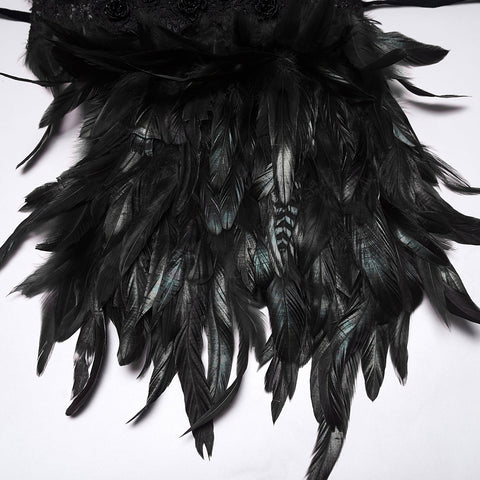 Goth Asymmetric Feather Shawl
