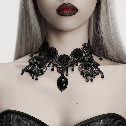 Noble Rose Lace Goth Necklace