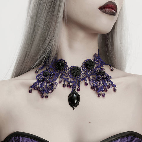 Noble Rose Lace Goth Necklace