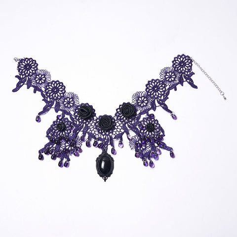 Noble Rose Lace Goth Necklace