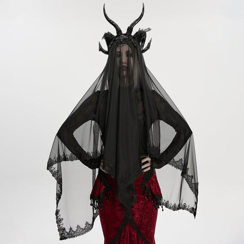 Goth Reversible Demon Horn Veil