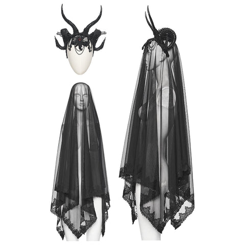 Goth Reversible Demon Horn Veil