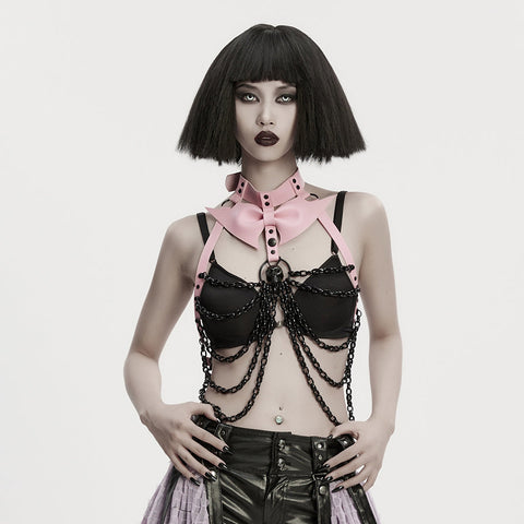 Punk Bat Bow Skull Chest Chain