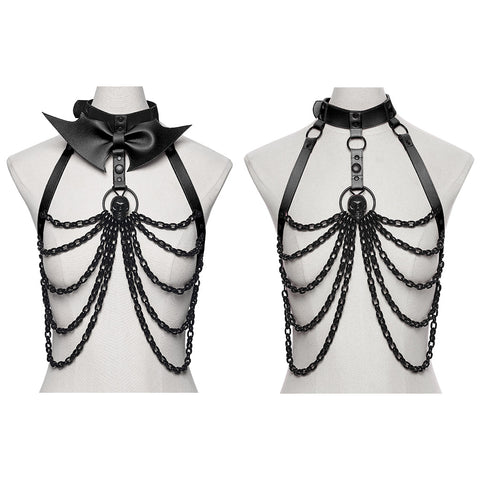 Punk Bat Bow Skull Chest Chain