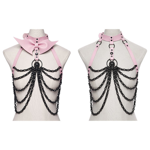 Punk Bat Bow Skull Chest Chain