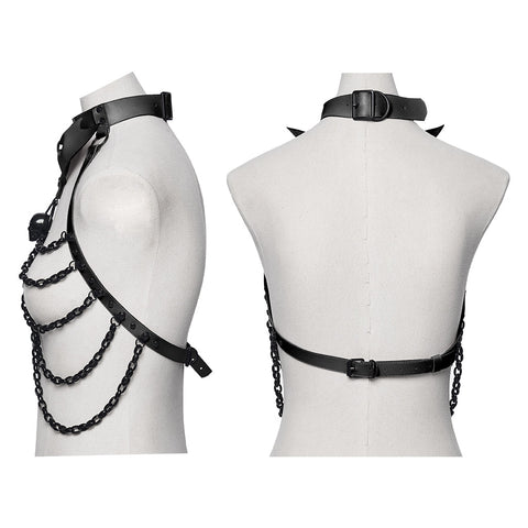 Punk Bat Bow Skull Chest Chain