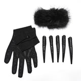Fluffy Goth Gloves