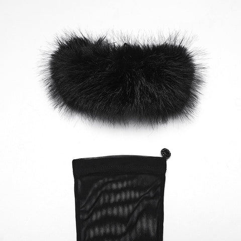 Fluffy Goth Gloves