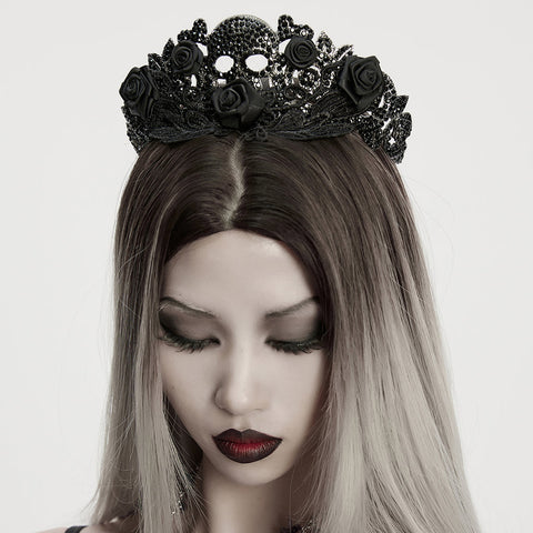 Goth Rose Skull Crown