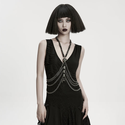 Doomsday Punk Snake-Wrapped Skull Necklace