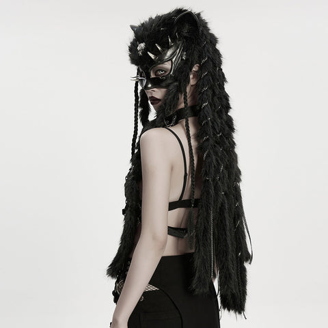 Punk Fox Head Braided Hood