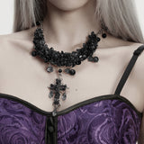 Goth Crystal Cross Necklace