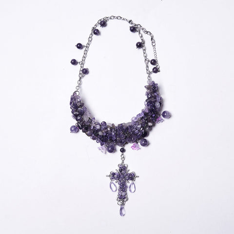 Goth Crystal Cross Necklace