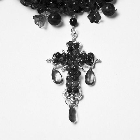 Goth Crystal Cross Necklace