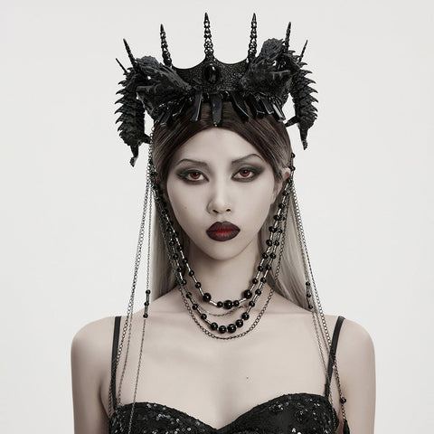 Goth Coiling Dragon Chain Crown