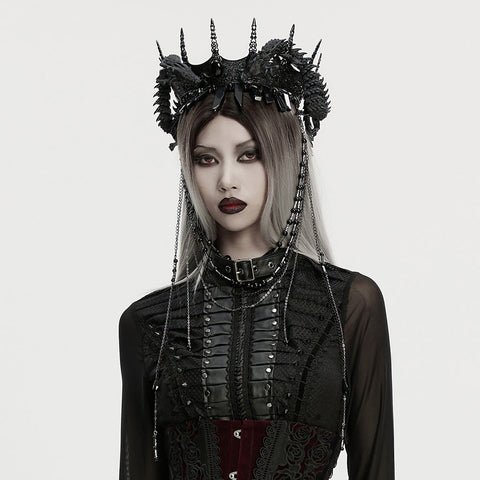 Goth Coiling Dragon Chain Crown
