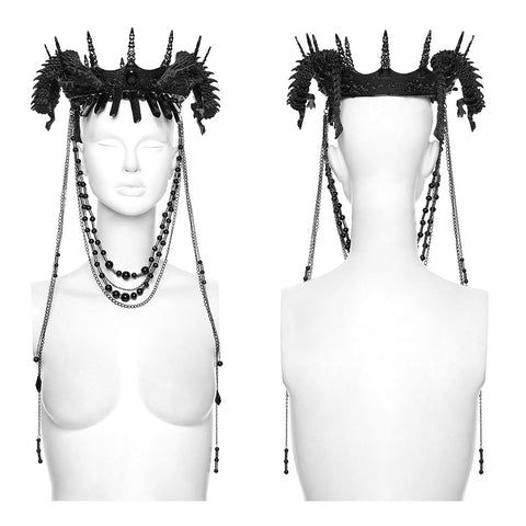Goth Coiling Dragon Chain Crown
