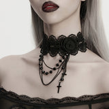 Goth Rose Beaded Choker