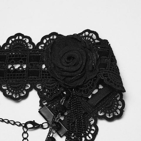 Goth Rose Beaded Choker