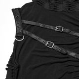 Punk asymmetrical splicing hooded vest