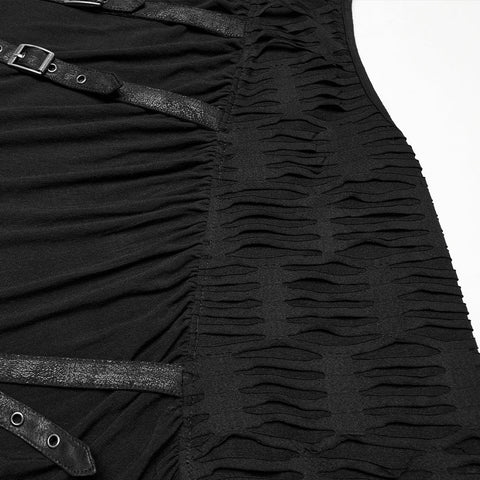 Punk asymmetrical splicing hooded vest
