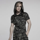 Punk Cracked Hooded T-shirt