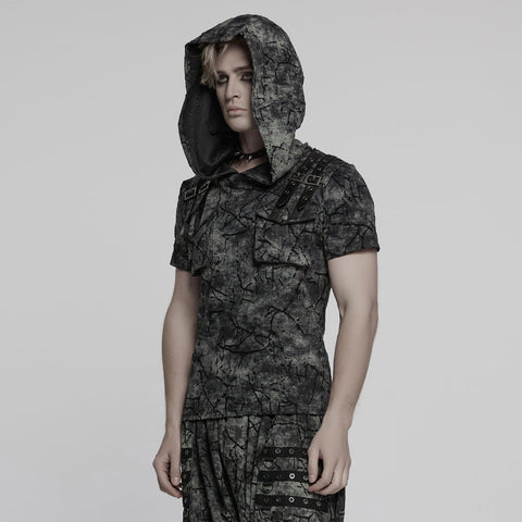 Punk Cracked Hooded T-shirt