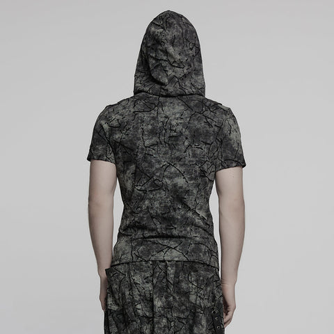 Punk Cracked Hooded T-shirt