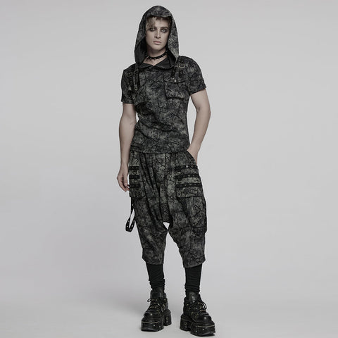 Punk Cracked Hooded T-shirt
