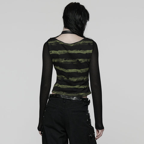 Cool Striped Tattered Punk T-shirt