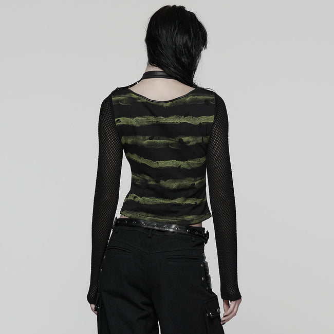 Cool Striped Tattered Punk T-shirt